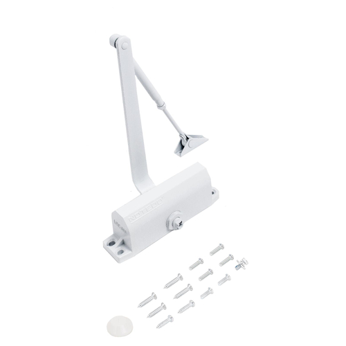 Доводчик дверной NOTEDO  DC-080-НО с ФИКСАТОРОМ/WHITE  Белый (60 - 100 кг) / 10001