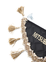 Вымпел тройной MITSUBISHI (экокожа, черный с бежевыми кисточками)