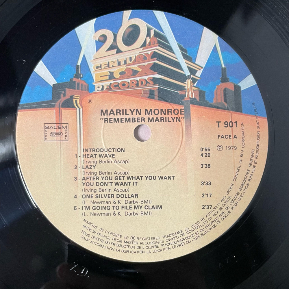 Винтажная виниловая пластинка LP Marilyn Monroe, Мэрилин Монро, Remember Marilyn (Франция 1972)