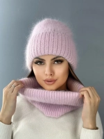комплект шапка с шарфом- снуд зимний вязаный