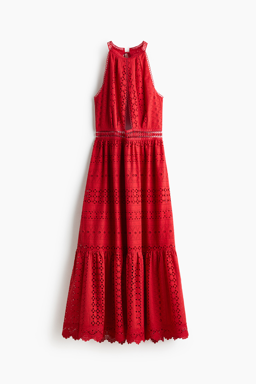 Хлопковое платье с вышивкой и вырезами - H&M