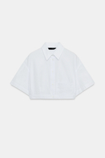 УКОРОЧЕННАЯ РУБАШКА ИЗ ПОПЛИНА В ПОЛОСКУ — ZARA