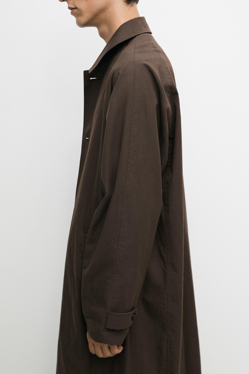 Massimo Dutti Длинный двусторонний тренч, шоколадный