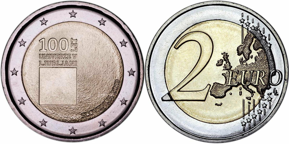 Словения 2 евро, 2019 100 лет основанию Люблянского университета UNC
