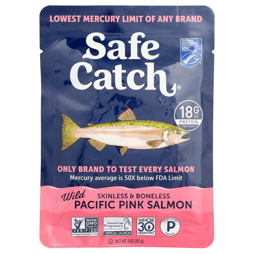 Safe Catch, дикий тихоокеанский розовый лосось, без кожи и костей, 85 г (3 унции)