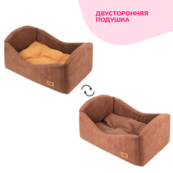 Лежанка-кроватка ZOOEXPRESS "Classic" искусственная замша, коричневая, 56х41х25 см
