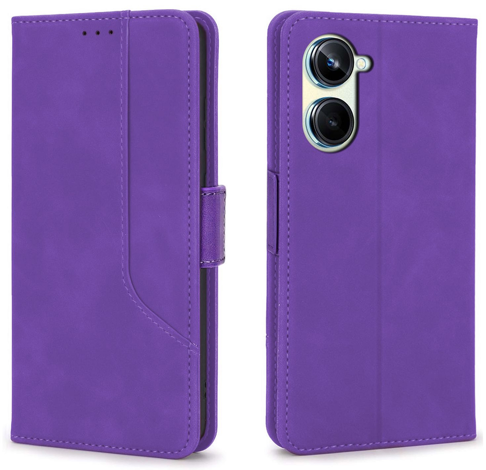 Стильный чехол-книжка из кожи для REALME 10 PRO (не PLUS) с отделом для наличных, 3 слотами для карт и подставкой