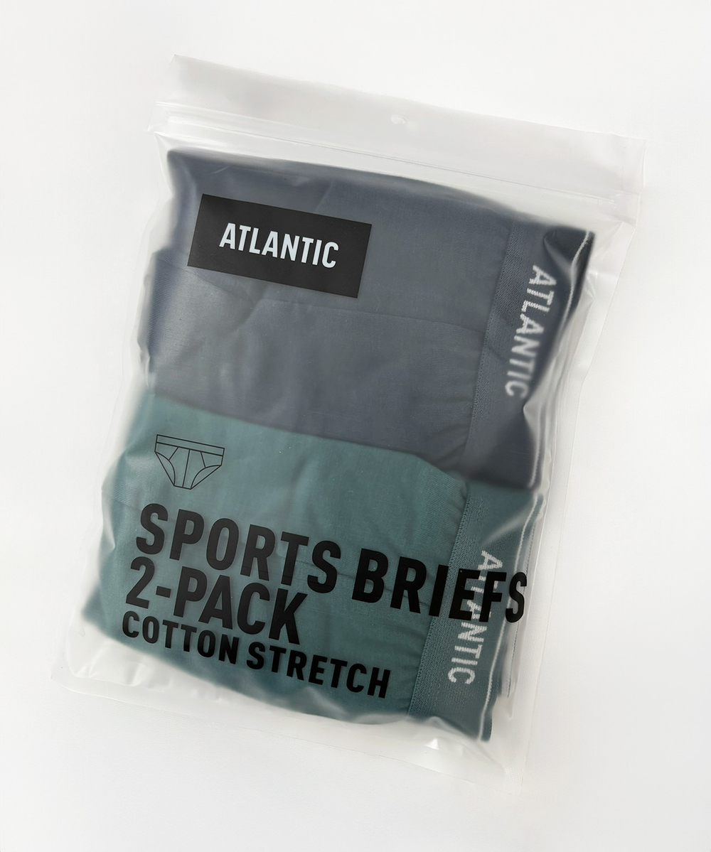 Мужские трусы слипы спорт Atlantic, набор 2 шт., хлопок, сине-зелёные + зелёные, 2RMP-001