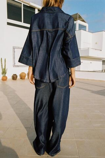 ZARA ДЖИНСЫ Z1975 JOGGER WIDE-LEG С ВЫСОКОЙ ПОСАДКОЙ, СИНИЙ