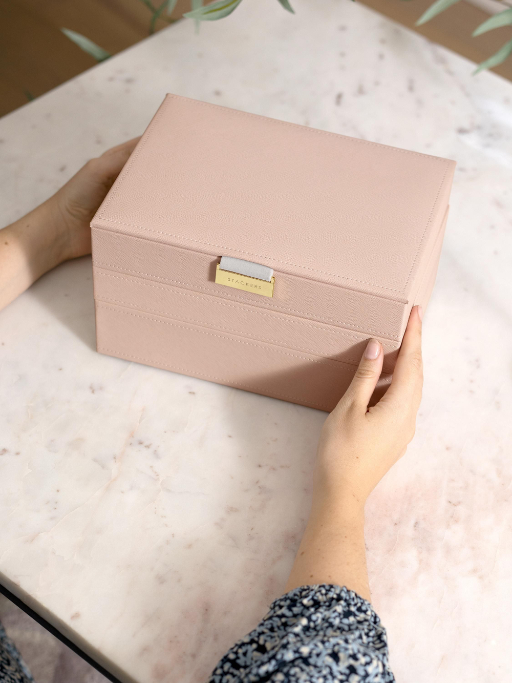 Органайзер для украшений и часов Stackers Classic Jewellery Box, 3 секции -Dove Grey & Rose (Navy Blue / темно-синий / Navy Blue / Органайзер с крышкой)