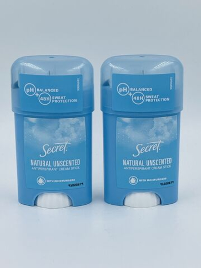 Secret Natural Unscented/Натурель Дезодорант-антиперспирант кремовый без запаха (2 шт по 40 мл), 80 мл (Германия)