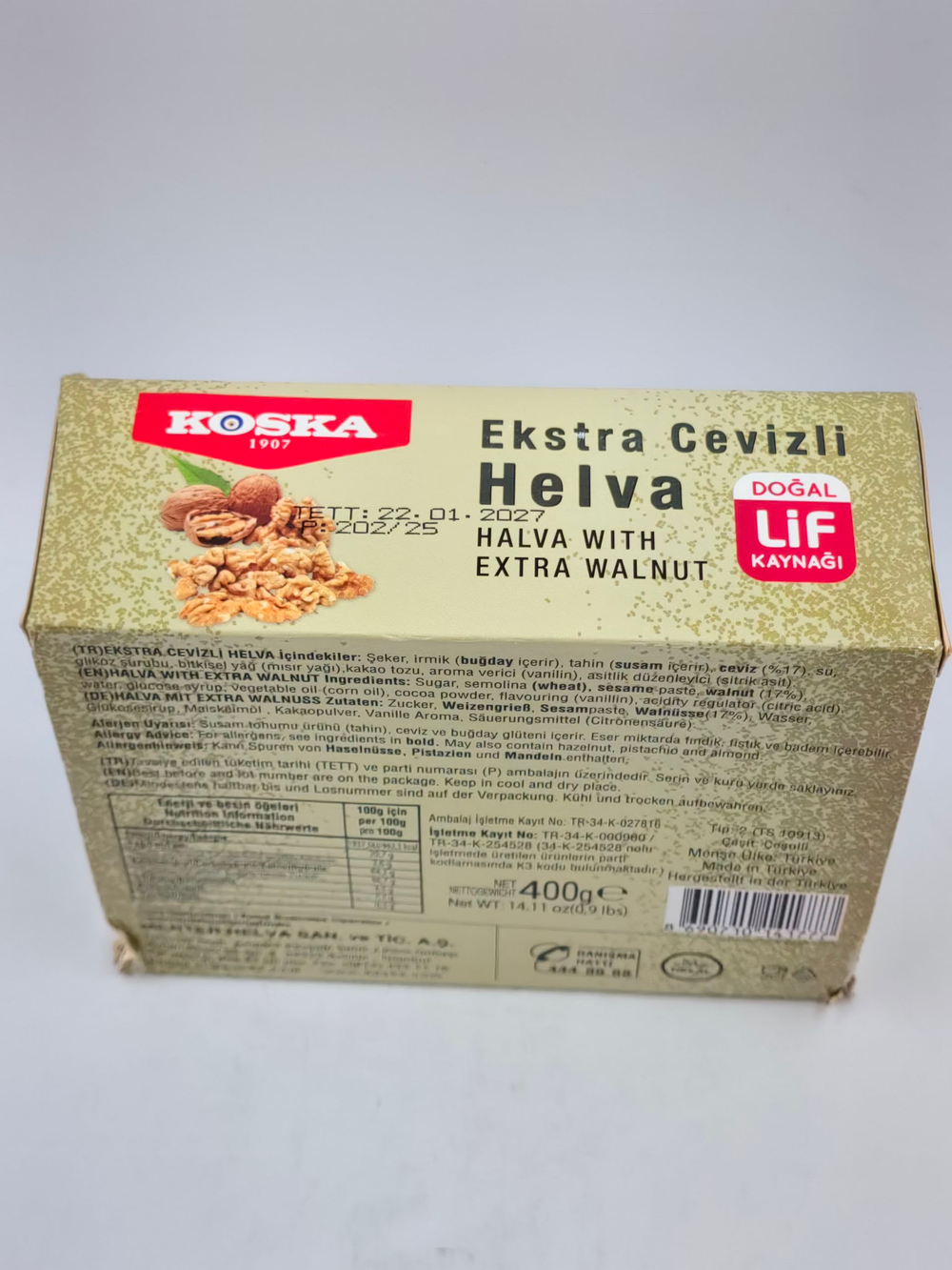 Халва Koska Ekstra Cevizli Helva с грецким орехом, 400 г (Турция)