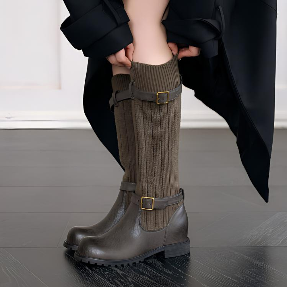 QUICHESHOES Cow Leather Knee high Boots Women"s