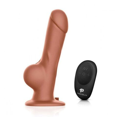 Реалистичный страпон с радиоуправлением Remote Control Realistic - 21 см. (Цвет: телесный с черным)