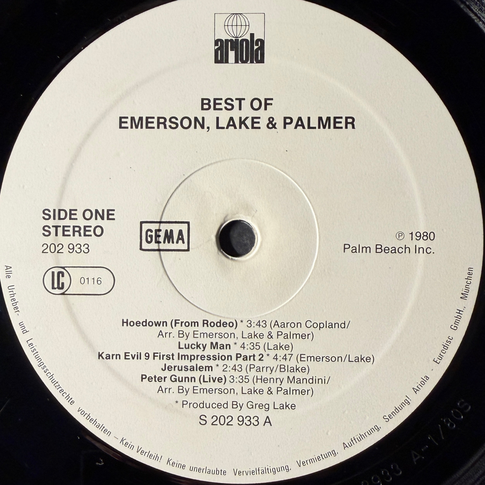 Emerson, Lake & Palmer – The Best Of Emerson Lake & Palmer (Германия 1980г.)