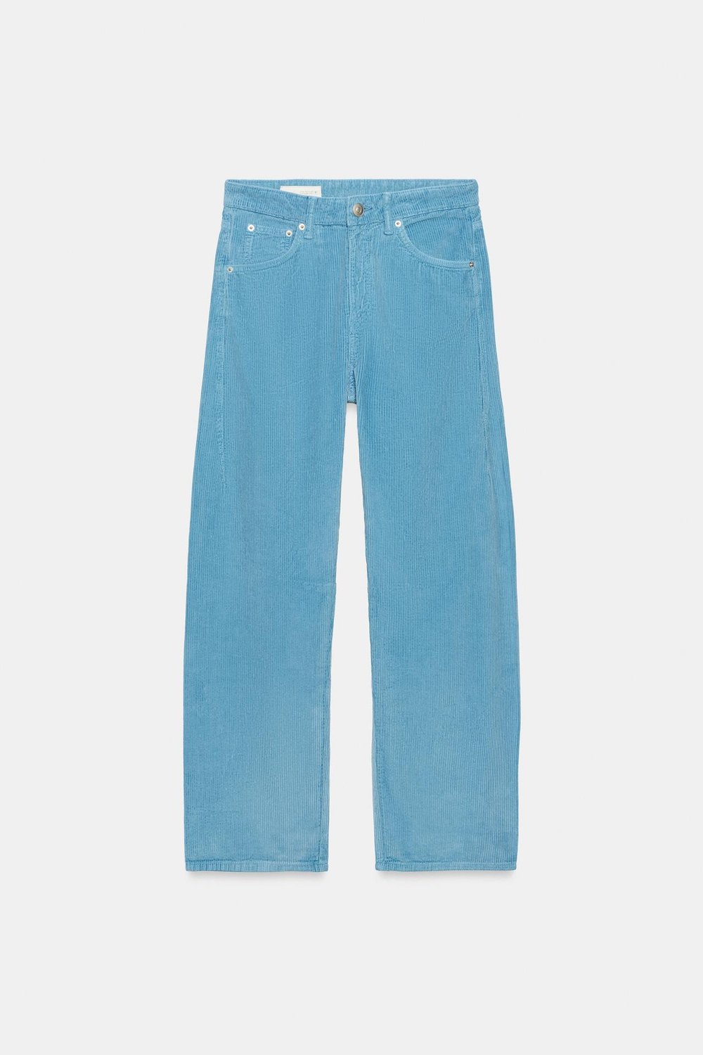ZARA БРЮКИ БОЙФРЕНД ИЗ ВЕЛЬВЕТА, ГОЛУБОЙ