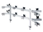 ErgoFount TBBS-1600WC Настольное крепление back-to-back для 16 мониторов диагональю до 24'' конфигурации 2х4 с зажимом к столу типа "С". Цвет - серебристый