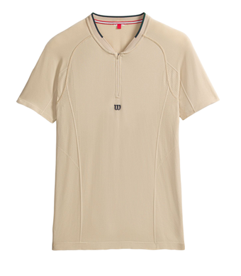 Мужское теннисное поло Wilson Players Seamless Zip Henley 2.0 - Бежевый