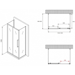 Душевой уголок Abber Schwarzer Diamant 120x90 AG30120BMH-S90BM-S90BM профиль Черный стекло матовое