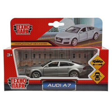 Машина металл AUDI a7 11 см, двери, инерция, серебристый,  кор. Технопарк