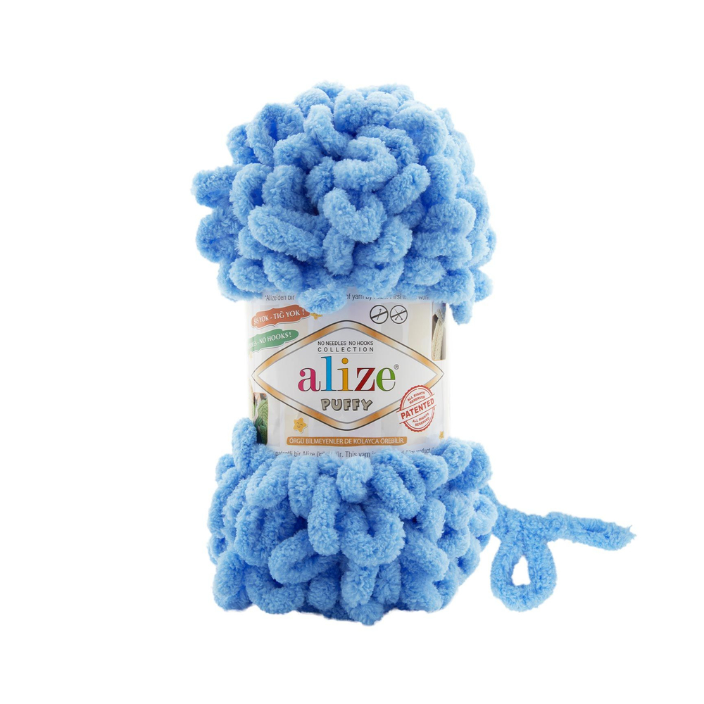 Пуффи (Puffy) пряжа Alize 100%микрополиэстер 5х100г/9,2 м 112 голубой