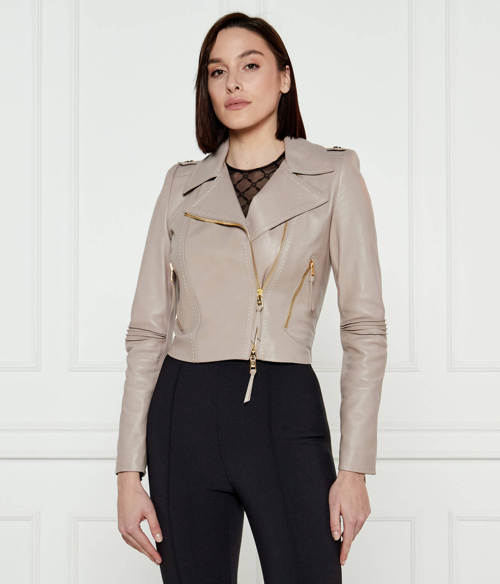 Кожаная куртка Elisabetta Franchi - бежевый(GD47Z51E2)