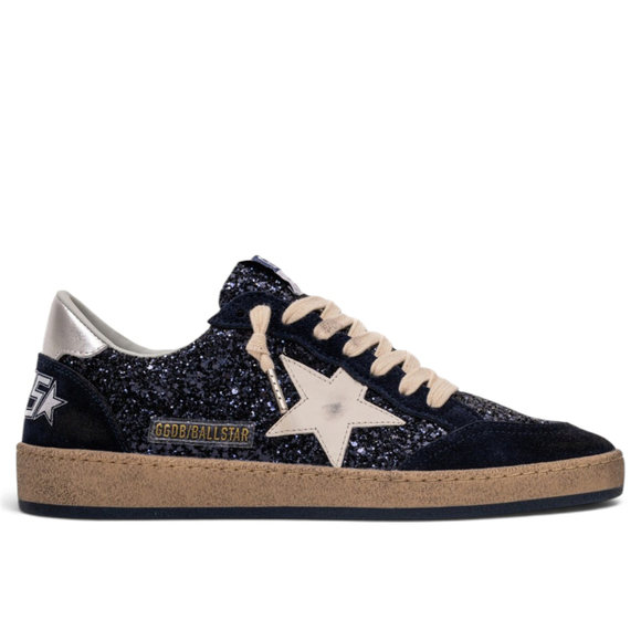 Women's Ball Star LTD in blue glitter with leather star and metallic leather heel tab