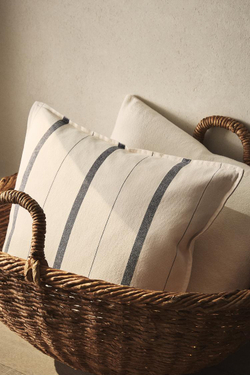 ZARA HOME ЧЕХОЛ ДЛЯ ДЕКОРАТИВНОЙ ПОДУШКИ В КОНТРАСТНУЮ ПОЛОСКУ, СИНИЙ
