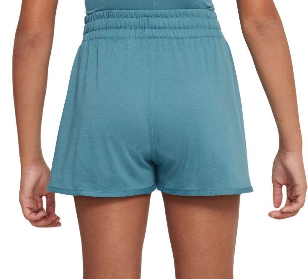 Шорты для девочки теннисные Nike Dri-Fit Breezy High-Waisted Training Shorts - mineral teal/white