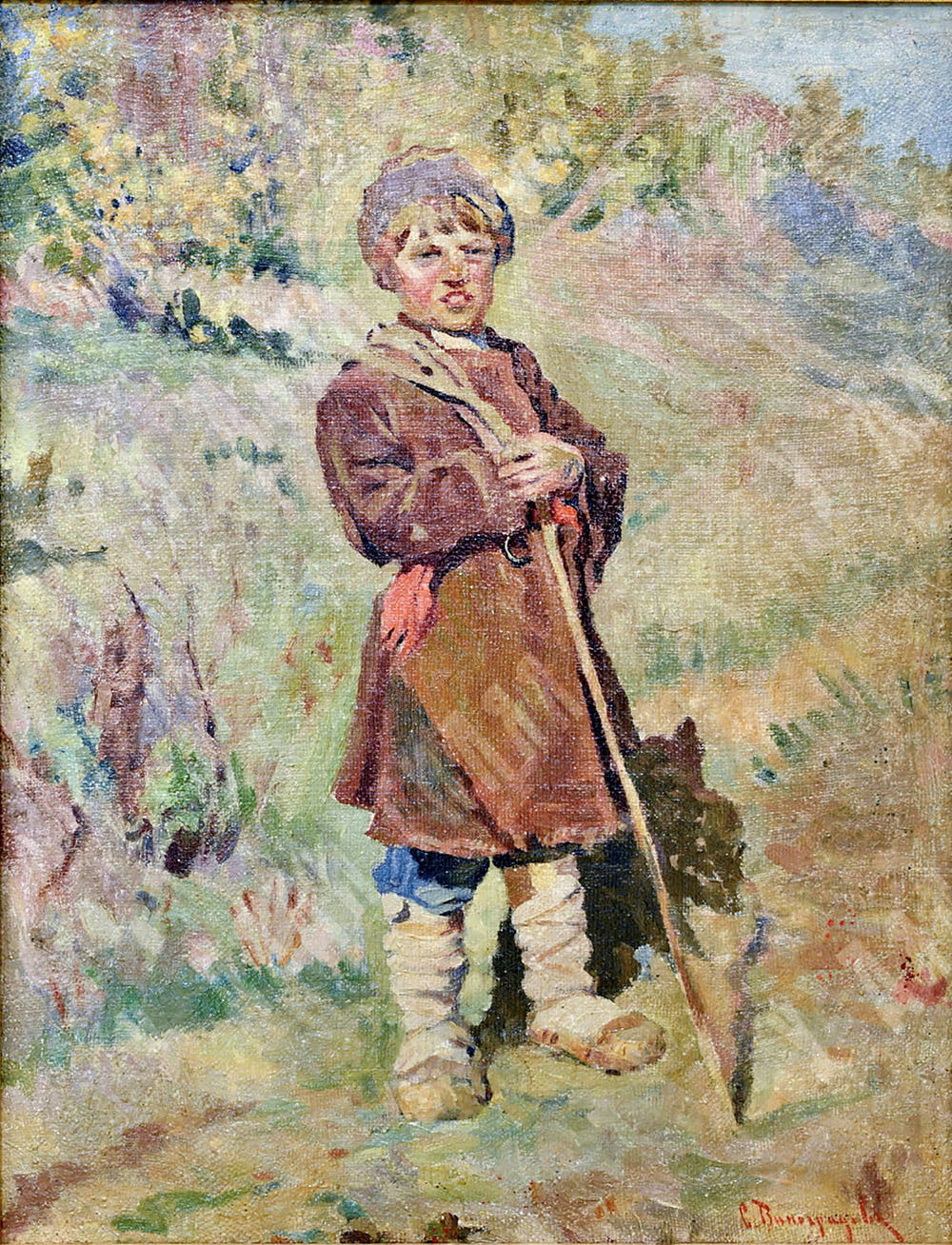 Н/х. Виноградов С. А. (?) Пастушок. Холст, масло. Нач. XX в.