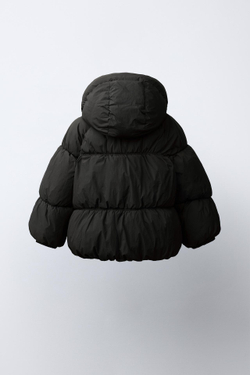 ZARA СТЕГАНАЯ КУРТКА WATER REPELLENT, ЧЕРНЫЙ