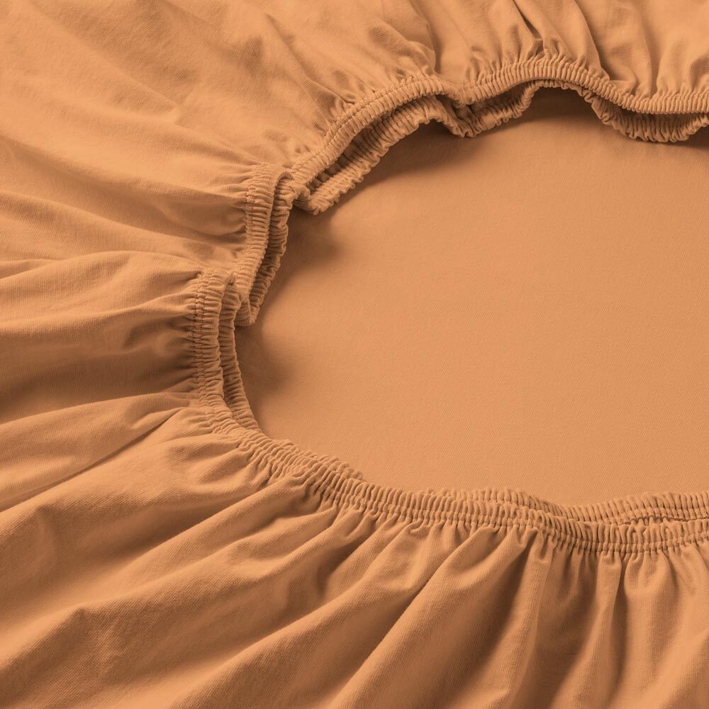 Простыня на резинке 100x200 Estella 450 apricot ярко-оранжевая