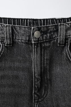 ZARA БРЮКИ BARREL КАРГО С НАШИВКОЙ, ЧЕРНЫЙ