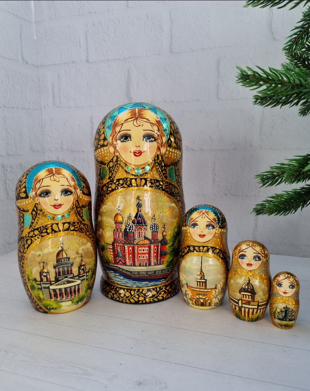 Матрешка 5 мест 18см Виды города