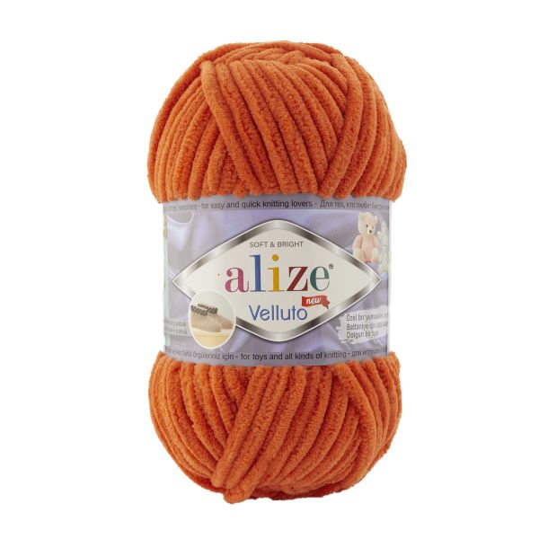 Пряжа Alize (Ализе) Velluto / уп.5 мот. по 100 г, 68м, 006 оранжевый A