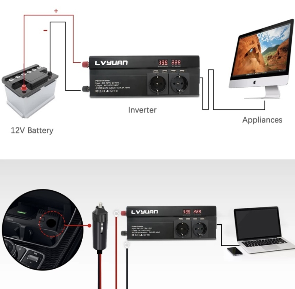 Инвертор 12V-220V 5000W б/накл Lvyuan