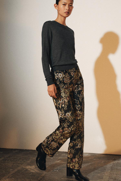 ZARA БРЮКИ С ЦВЕТАМИ И БУСИНАМИ — ZW COLLECTION, ЧЕРНЫЙ