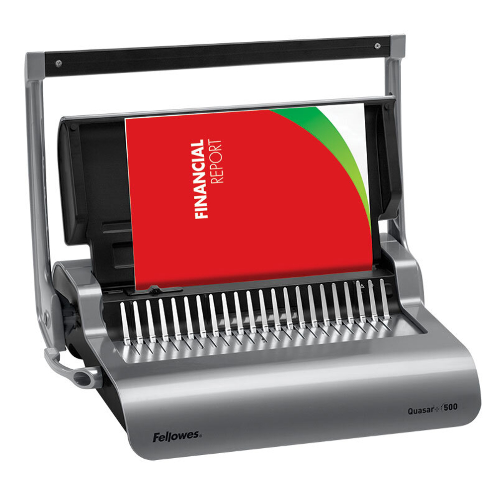Переплетчик Fellowes® QUASAR+ на пластиковую пружину, сшивает до 500 л., перфорирует 25 л.