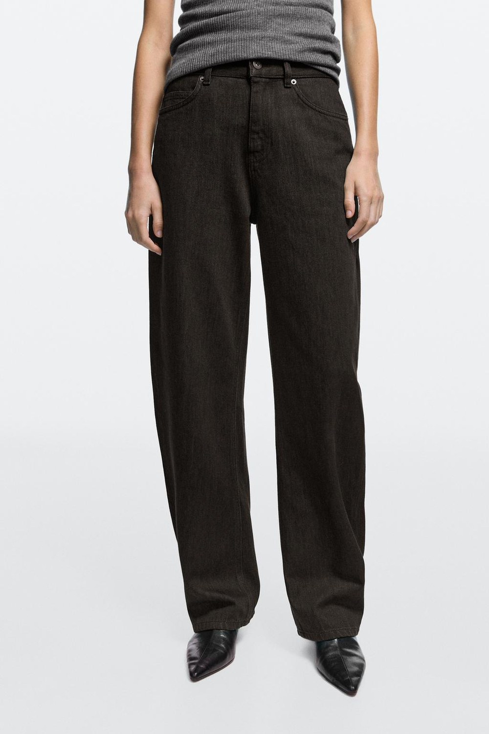 Massimo Dutti Джинсы средней посадки с зауженным кроем, коричневый
