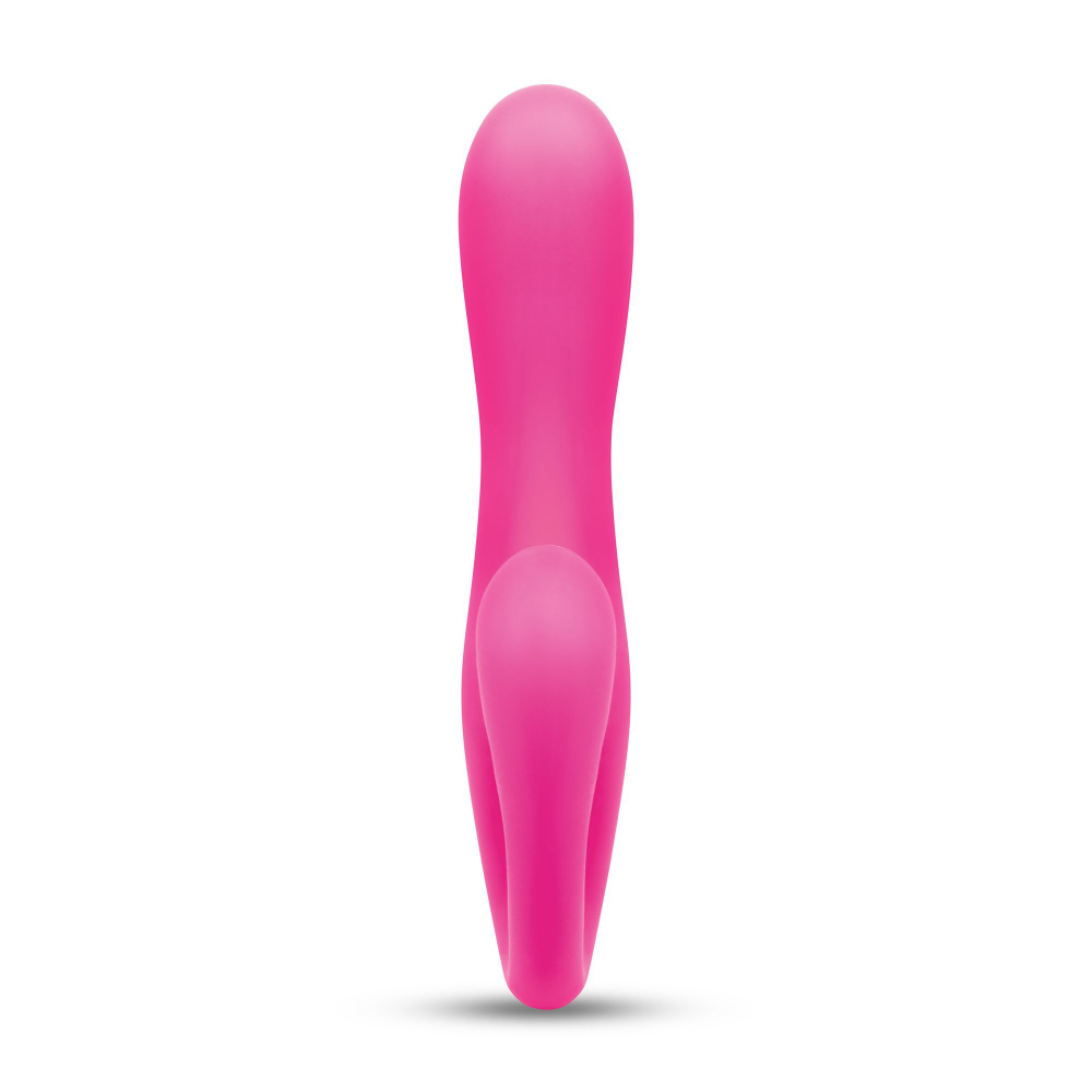 Розовый вибромассажер с клиторальным отростком Harmony Vibe - 16,8 см.