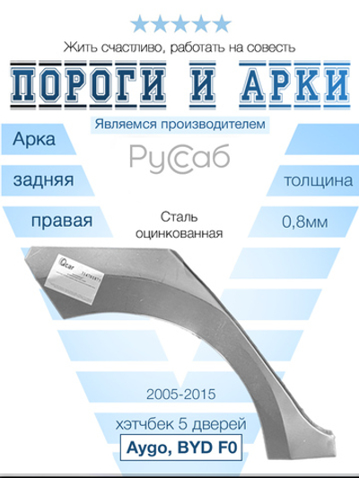 Арка правая Toyota Aygo 2005-2014, BYD F0 2008-2015 хэтчбек