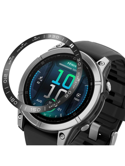 Накладка для Garmin Fenix 8 (47mm) для защиты безеля нержавеющая сталь (Черный)