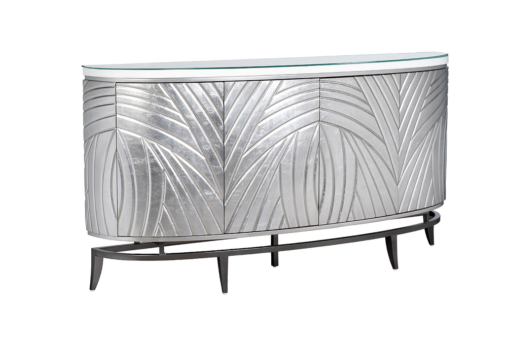 Комод Garda Decor серебристый с декором 182*41*97 см