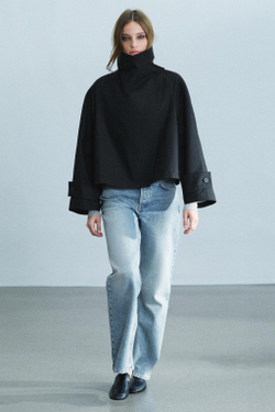 ZARA КОРОТКИЙ ТРЕНЧ С ВЫСОКИМ ВОРОТНИКОМ — ZW COLLECTION, ЧЕРНЫЙ