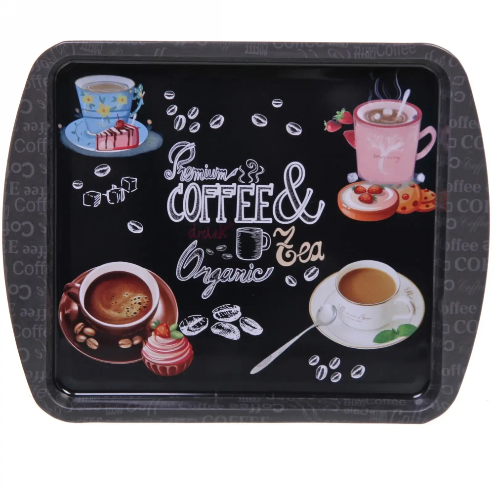 Поднос жестяной «Coffee time» 24,5*19,5см, микс