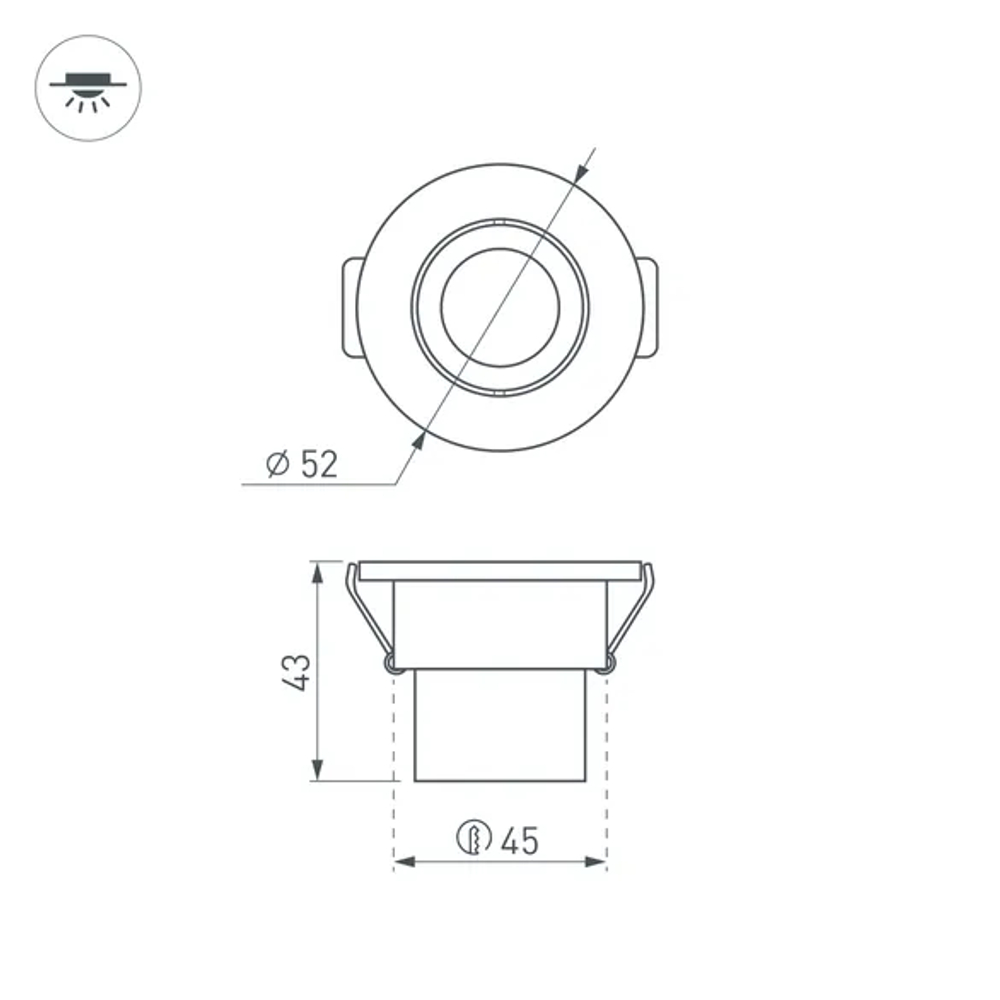 Светодиодный светильник LTM-R52WH 3W Warm White 30deg (Arlight, IP40 Металл, 3 года) 015393
