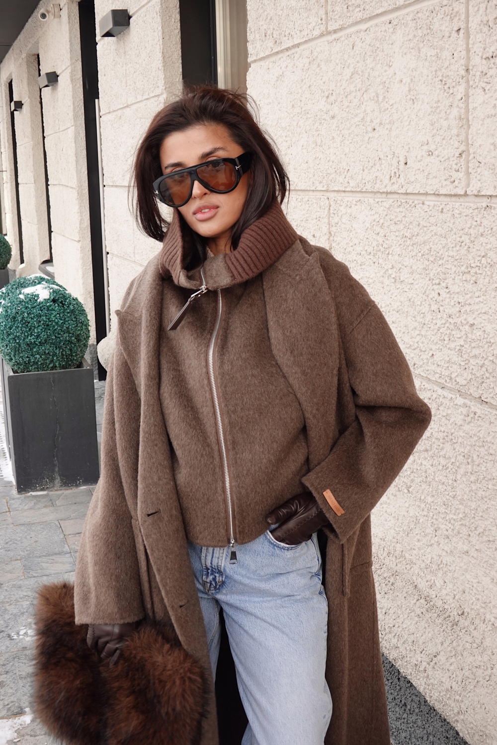 Пальто-двойка из шерсти в комплекте с жилетом