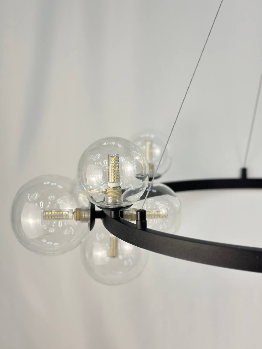 Люстра подвесная Lanbos Bubbles, 15 лампы G9, 180 Вт LED, до 30 кв м, черная