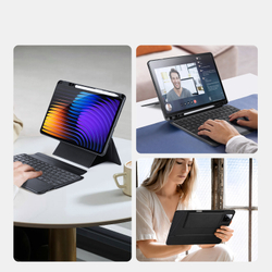 Защитный чехол подставка с клавиатурой (RUS) от Dux Ducis для Xiaomi Pad 7 и 7 Pro, серия DK Series Keyboard, русская клавиатура с подсветкой