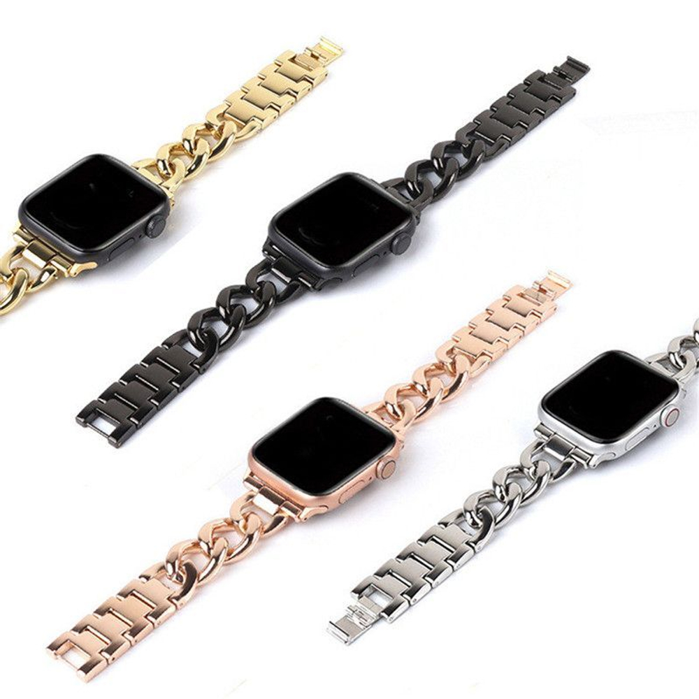 Ремешок для Apple Watch 44mm 45mm Ultra 49mm 42mm браслет для часов мужской и женский металлический со съемными звеньями PARASMART Chain